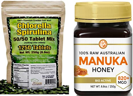 Powerful Chlorella Spirulina Tablets and Maximum Strength Manuka Honey 820  MGO are The Perfect Combination for Your Health