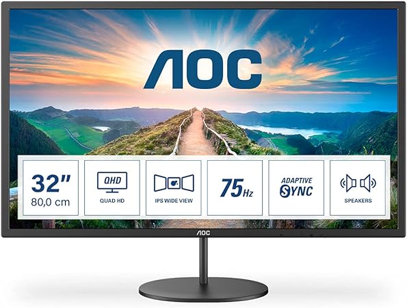 AOC V4 Q32V4 écran Plat de PC 80 cm (31.5") 2560 x 1440 Pixels 2K Ultra HD LED Noir