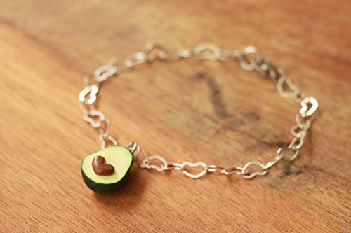 Avocado Bracelet - Heart or Round Shaped Pit - Avocado jewelry, avocado necklace, avocado bracelet, fruit jewelry, food jewelry, charm bracelet