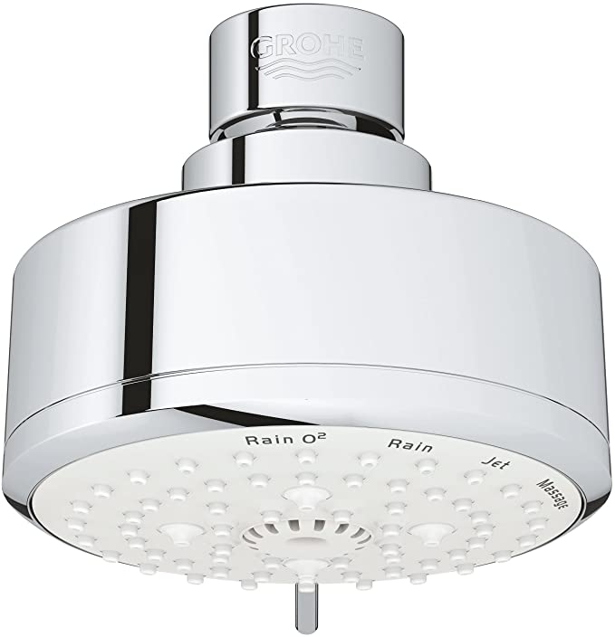 Grohe 27591001 Tempesta Cosmopolitan 100 2.5 GPM 4 Spray Shower Head, Starlight Chrome