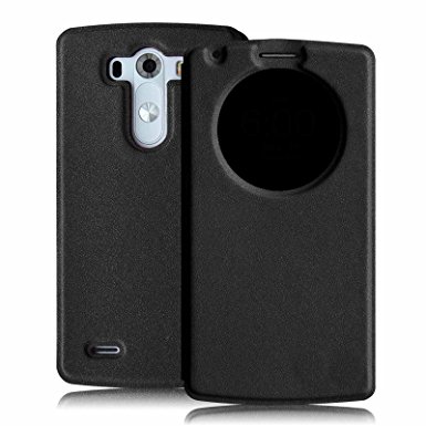 Fintie LG G3 Smart Circle Case - [Quick Circle Window] Premium PU Leather Ultra Slim [Magnetic Closure] Flip Cover for LG G3 (2014) - Black