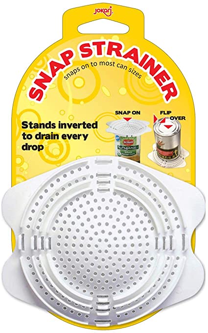 Jokari 06037 Snap-on Can Strainer - White One Size – Saves Time, Reduces Mess, Fits Most Can Sizes
