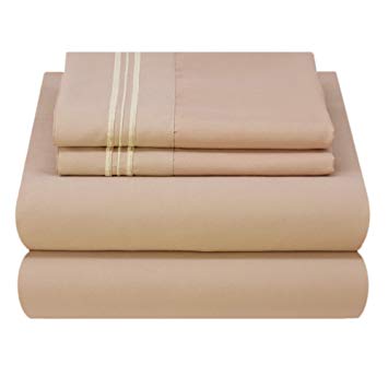 Mezzati Luxury Bed Sheet Set - Soft and Comfortable 1800 Prestige Collection - Brushed Microfiber Bedding (Cappuccino, Full Size)