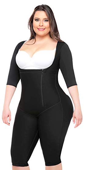 Fajas Colombianas Full Body Shaper with Sleeves & Butt Lifter Knee Length Style