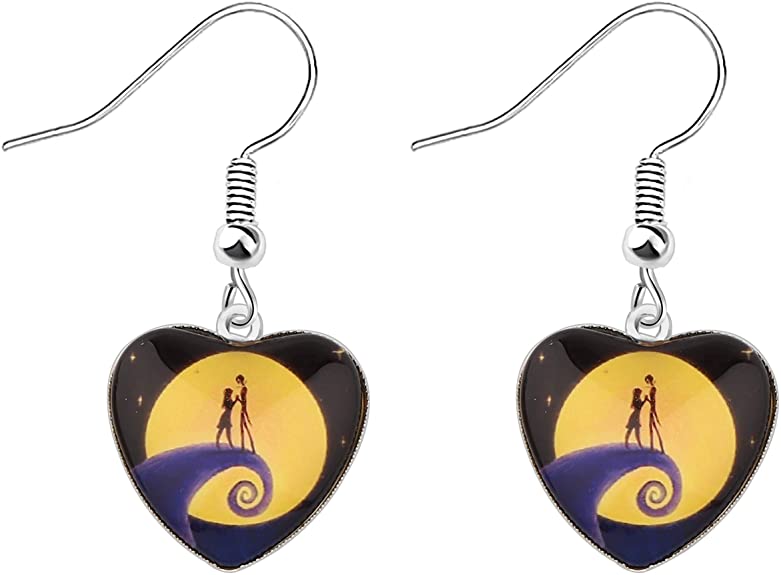 AKTAP The Nightmare Before Christmas Inspired Jewelry His Sally &Her Jack Earrings Horror Movie Jewelry Gift