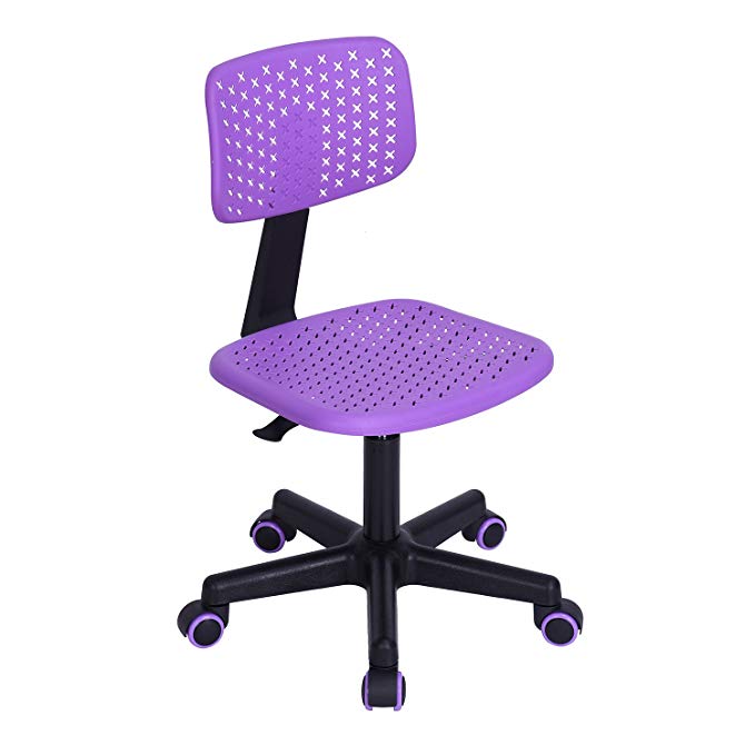 GreenForest Children Student Chair, Low-Back Armless Adjustable Swivel Ergonomic Home Office Student Computer Desk Chair, Hollow Star Purple