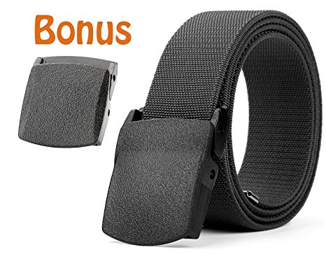 JASGOOD Men Elastic Webbing Stretch Belt Outdoor Removable Plastic Buckle Hiking Light Adjustable