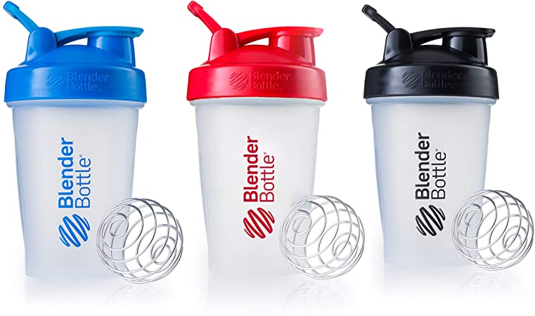 Blender Bottle Classic Loop Top Shaker Bottle, 20-Ounce 3-Pack, Blue Red Black