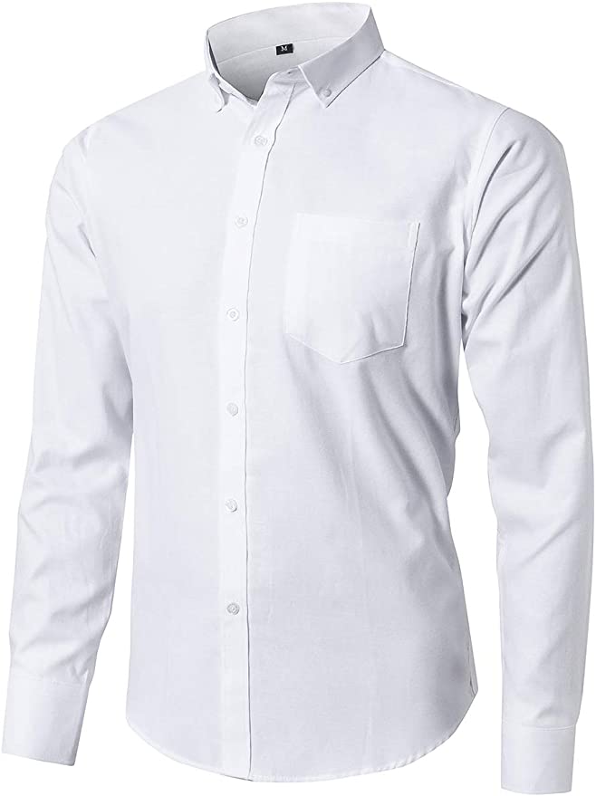 JEETOO Oxford Dress Shirts for Men Long Sleeve Button Down Shirt