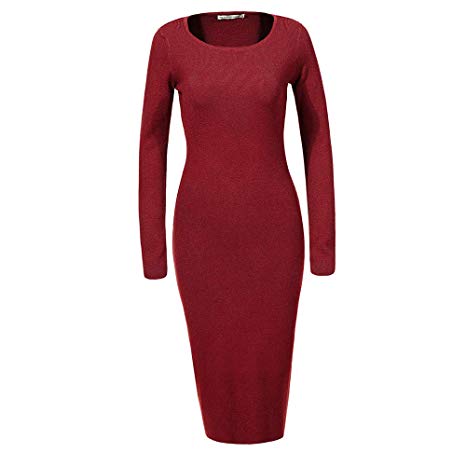 GLOSTORY Womens Long Sleeve Slim Fit Bodycon Pullover Sweater Dresses 2616