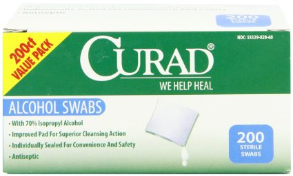 Curad Alcohol Swabs Antiseptic Wipes 200 Count