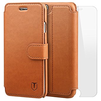 TANNC iPhone 6S Case iPhone 6 Case [Free Screen Protector Included] Flip Leather Wallet Phone Case[Layered Dandy] - [Card Slot][Flip][Wallet] - For Apple iPhone 6 and iPhone 6S Devices - Light Brown