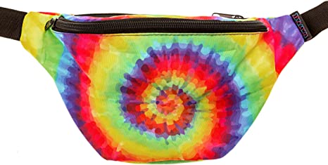 KANDYPACK Tie Dye Fanny Pack with Hidden Pocket Perfect for Raves and Festivals