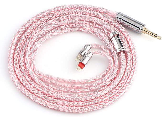 Tripowin Zonie 16 Core IEM Cable, Silver Plated Earphone Extention Cable for 7hz Zero Dioko Timelesss AE TINHIFI T2 T3 PLUS Wan’er Cadenza KZ AS10 QKZ HBB Tripowin Mele Olina (2pin-0.78mm, 3.5mm, Pink)