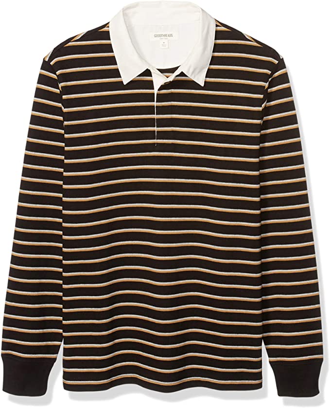 Amazon Brand - Goodthreads Men's Long-Sleeve Striped Rugby