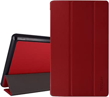 Fire HD8 Case - Tessday Smart Shell Standing Cover for Amazon Fire HD 8 (7th and 8th Generation) 2017 and 2018 Releases, Red