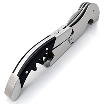 Professional Sommelier Corkscrew and Bottle Opener - Waiters Friend Ideal for Wine Lovers - Carefully Designed Style with Ebony Wood Handle