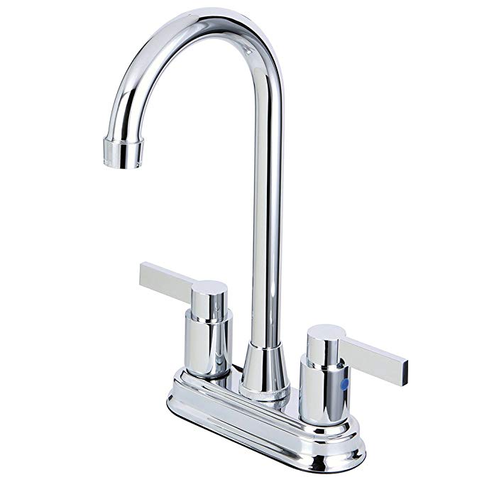 Kingston Brass KB8491NDL 4-3/4-Inch in Spout Reach NuvoFusion Two Handle 4-Inch Centerset Bar Faucet, Polished Chrome