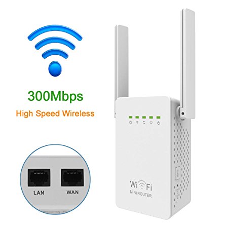 LURICO WiFi Booster / Wifi Range Extender / Wifi Repeater 300Mbps Mini Signal Booster Router IEEE802.11n/g/b 2.4GHz with WPS Function And Integrated Antennas RJ45
