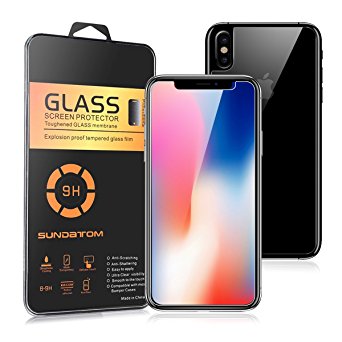 iPhone X Screen Protector, SUNDATOM iPhone 10 Premium Tempered Glass Front & Back Screen Protectors for iPhoneX [Scratch-Resistant] [No-Bubble Easy Installation] (1 Front and 1 Back)