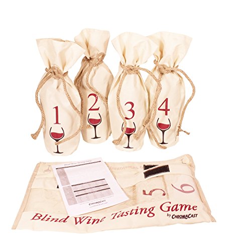 Blind Wine Tasting Game Includes: Six Individually Numbered Bags, Storage Pouch & Pad Of Scoring Notes - All you need is wine!
