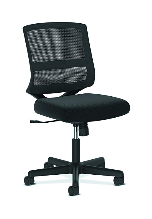 HON ValuTask Mid-Back Mesh Task Chair, Armless Black Mesh Computer Chair (HVL206)