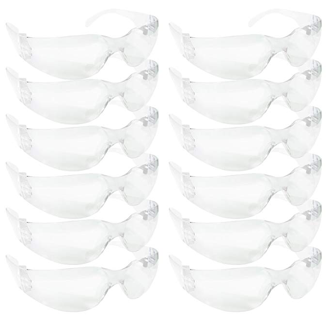 SAFE HANDLER Protective Safety Glasses, Clear Polycarbonate Impact and Ballistic Resistant Lens - White Temple (Box of 12)
