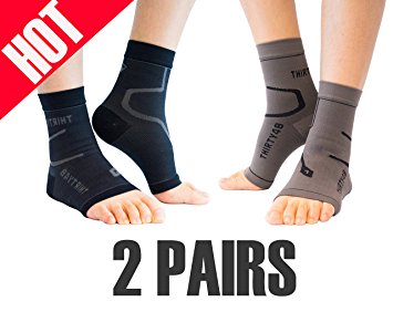 Thirty 48 Plantar Fasciitis Compression Socks(1 or 2 Pairs), 20-30 mmHg Foot Compression Sleeves for Ankle/Heel Support, Increase Blood Circulation, Relieve Arch Pain, Reduce Foot Swelling