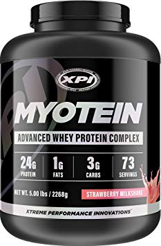 XPI Myotein Protein Powder (Strawberry, 5lbs) - Best Whey Protein Powder Complex - Great Tasting - Hydrolysate, Isolate, Concentrate, Colostrum, Micellar Casein