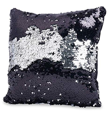 Throw Pillows for Couch 12 x 12, Also for Bed and Sofa, Decorative Silver/Black Sequins