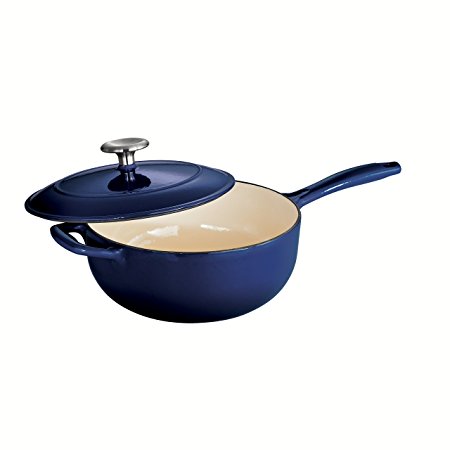 Tramontina Enameled Cast Iron Covered Saucier, 3-Quart, Gradated Cobalt