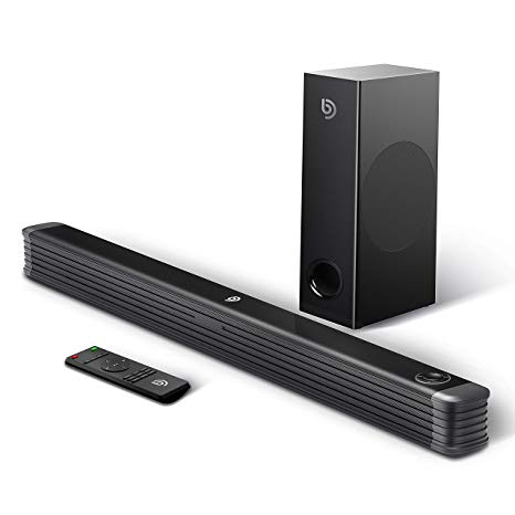BOMAKER 2.1 Channel Sound Bar with Wireless Subwoofer and Bluetooth, Sound Bars for TV with Remote