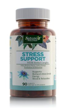 Stress Support with Herbal Extracts - 90 Count | Natural Support for Stress Relief and Relaxation | with Vitamins C, B-1, B-2, B-6, PABA, Choline, and Herbals | Natural Anxiety Relief Supplement