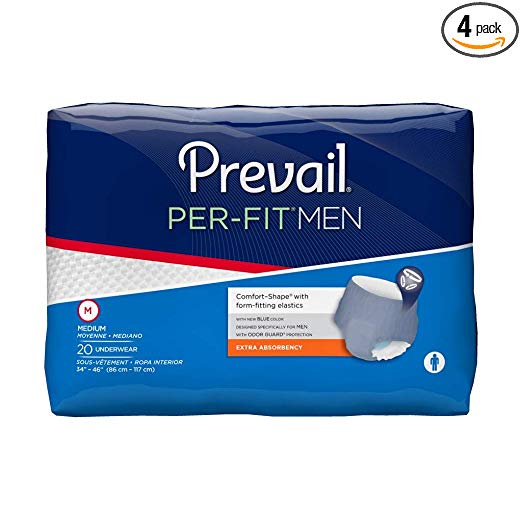 Prevail Per-Fit for Men Extra Absorbency Incontinence Underwear, Large, 72-Count