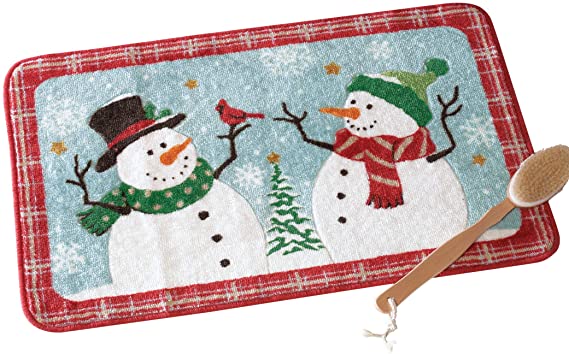 MiToo Collections Etc Snow Time Holiday Snowman Bath Rug