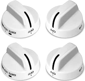 TOMOON WP8273104 8273104 Surface Burner Control Knobs with D Shaft - Gas Stove Knob Replacement Fit for Whirlpool Roper Stoves Ranges - 4 Pack