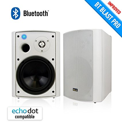 Wireless Outdoor Speakers, Bluetooth 6.50" Indoor/Outdoor Weatherproof Patio Speakers,White, Pair, by Sound Appeal