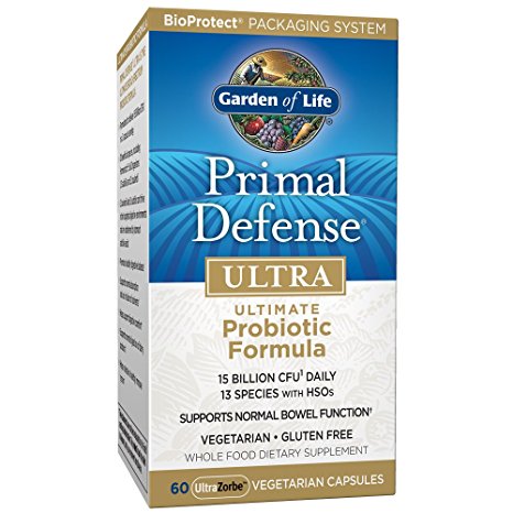 Garden of Life Whole Food Probiotic Supplement - Primal Defense ULTRA Ultimate Probiotic Formula Dietary Supplement, 60 Vegetarian Capsules