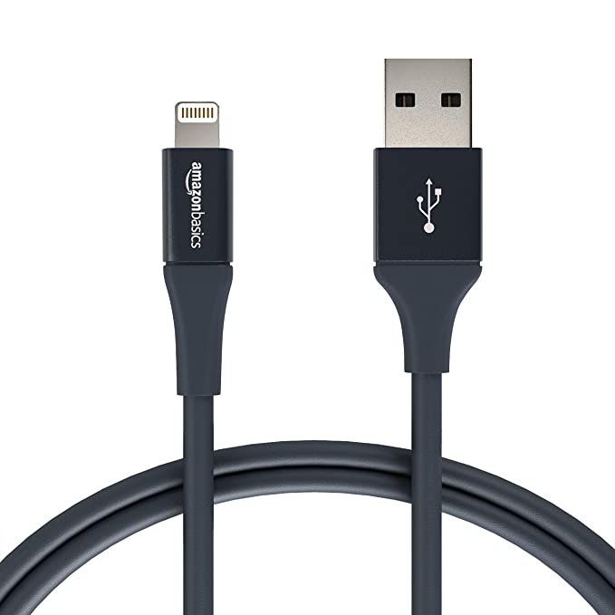 AmazonBasics Apple Certified Lightning to USB Charge and Sync Extra Tough Cable, 3 Feet (0.9 Meters) - Grey