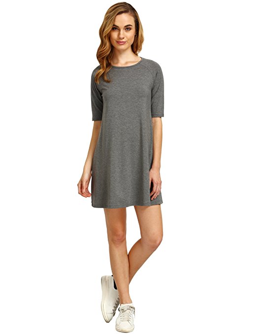 ROMWE Women's Short Sleeve Casual Loose Fit T-Shirt Tunic Dress Swing Dress