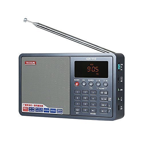 TECSUN ICR-110 TF Card MP3 Player Recorder Radio (upgrade version of ICR-100) Gray