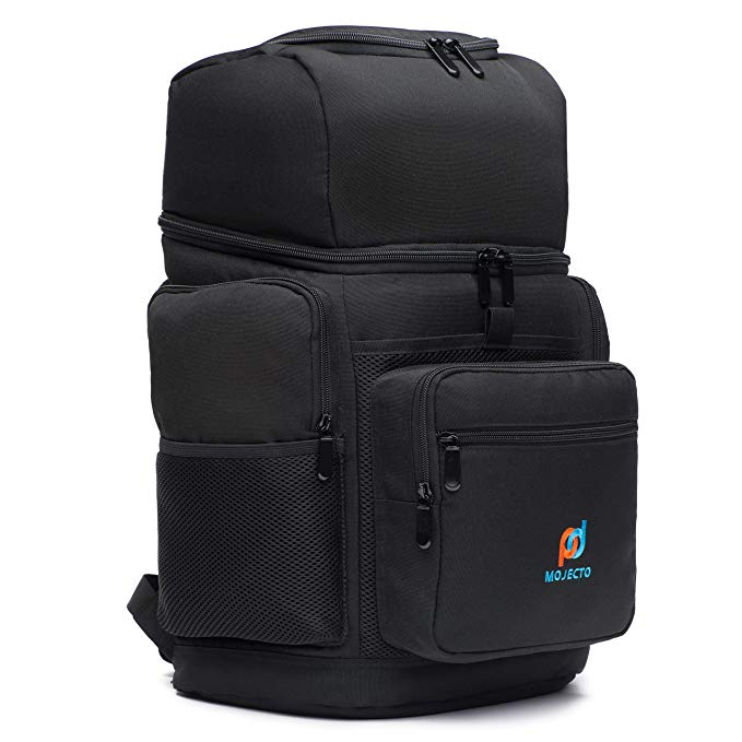 MOJECTO Backpack Cooler - Two Insulated Compartment. Heavy Duty 1000D Fabric, High Density Foam Insulation, Heat Sealed Thick Peva Liner, Multiple Large Pockets, Strong Zippers, Padded Straps.