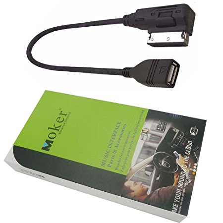 Moker Audi AMI MMI Adapter Cable,MEDIA-IN Connect to USB flash drives,Perfectly Matches the Factory-fitted Audi Music Interface