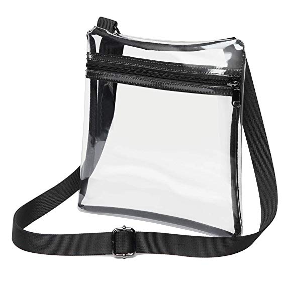Clear Crossbody Purse Bag NFL Stadium Approved Clear Bag for Women and Man with Adjustable Strap for Work, School, Sports Games, Concerts
