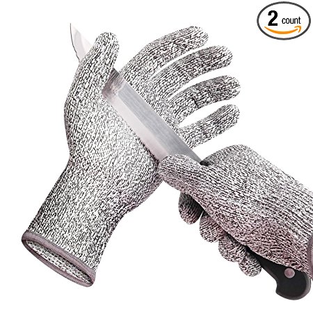 Comkes Cut Resistant Gloves, Food Grade Level 5 Protection, Highest Safety Rating Fishing Glove Kitchen Working for Cutting,Slicing and Wood Carving