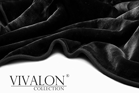 VIVALON Solid Color Ultra Silky Soft Heavy Duty Quality Korean Mink Reversbile Blanket 8 lbs Queen Black