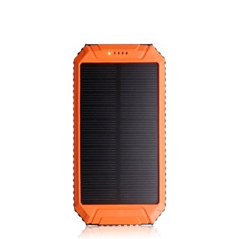 PowerGreen® 10000mAh Solar Charger 2-Port USB Solar Power Bank - External Battery Pack charger for iPhone 6/6 Plus, iPad Air 2/mini 3, Galaxy S6/S6 Edge and More (Orange)