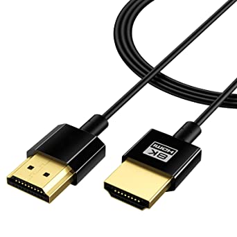 8K HDMI Cable 1M, JSAUX 48Gbps Ultra High Speed HDMI 2.1 Thin Cable, 8K@60Hz, 4K@120Hz, Dynamic HDR, eARC, Dolby Atmos, HDCP 2.2 2.3 Compatible with PS5, PS4, Smart TV, Gaming Monitor, Blu-ray, Laptop