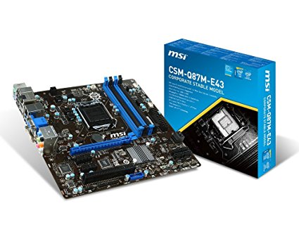 MSI Intel Q87 LGA 1150 DDR3 USB 3.1 Micro ATX Motherboard (CSM-Q87M-E43)