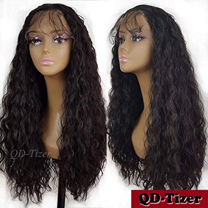 QD-Tizer 180 Density Long Loose Curly Synthetic Lace Front Wigs 4# Color Hair for Fashion Women